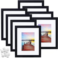 🖼️ sindcom 8x10 picture frame set: black wood textured collage frames - display 5x7 photos with mat or 8x10 without mat - wall/tabletop mounting hardware included (set of 8) логотип