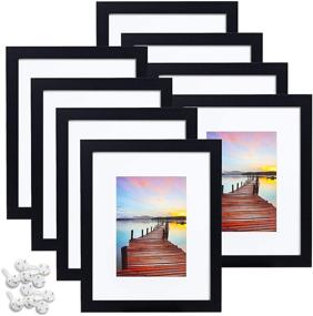 img 4 attached to 🖼️ Sindcom 8x10 Picture Frame Set: Black Wood Textured Collage Frames - Display 5x7 Photos with Mat or 8x10 Without Mat - Wall/Tabletop Mounting Hardware Included (Set of 8)