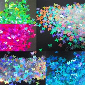 img 2 attached to LoveOurHome Butterfly Chunky Glitter Flakes - Holographic Mylar Glitter Sequins Confetti Sparkles - Nail Design Decor - Resin Epoxy Crafts Supply (Butterfly) - Enhanced SEO