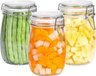 comsaf airtight glass canister set of 3: 34oz round food storage jars with lids – clear preserving seal, wire clip fastening – ideal for kitchen canning, cereal, pasta, sugar, beans, spice логотип