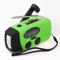 🌞 ultimate [upgrade] tiemahun emergency solar hand crank dynamo noaa wb am/fm radio kit: hurricane camping survival with 3-led flashlight & 1000mah power bank 088fs (green) logo