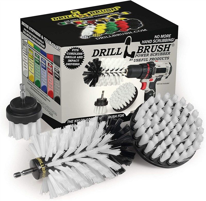 Drillbrush 4 Piece Drill Brush Small Diameter Cleaning Brushes for Use on Carpet, Tile, Shower Track, and Grout Lines