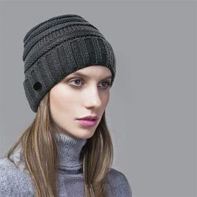 img 3 attached to Unisex Winter Knit Acrylic Beanie Hat - Warm, Stretchy, with 4 Extra Buttons for Face Mask Attachment