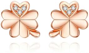 img 4 attached to 💎 Stunning CZ Clover Cubic Zirconia Rose Gold Flower Stud Earrings - Hypoallergenic Dainty Jewelry for Women Girls