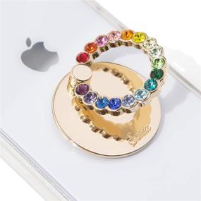 img 4 attached to Sonix Embellished Crystal Rhinestone Phone Ring And Stand (Gold