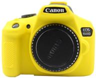 📷 protective silicone case for canon eos rebel t6 t7 - anti-scratch hood cover - yellow logo