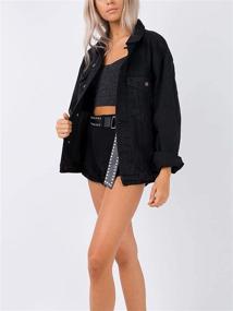 img 3 attached to Jacket Women Oversized Black Washed Women's Clothing in Coats, Jackets & Vests