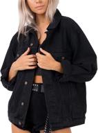 jacket women oversized black washed women's clothing in coats, jackets & vests logo