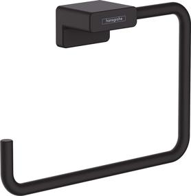 img 3 attached to 🔘 Hansgrohe 41754670 AddStoris Towel Ring: Elegant Matte Black Design for Style and Convenience
