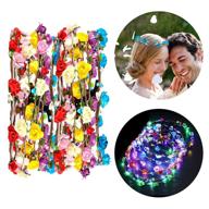 🌸 vibrant led flower crown: coxeer 7pcs luminous headband for girls/women - perfect for weddings, festivals, and holiday parties! logo