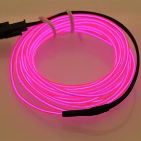 img 2 attached to 🎃 5m/16.4ft Portable Pink LED Neon Light String with Battery Controller – Searik Glowing Rope Lights for Halloween Parties, Festival Car, Christmas Day, DIY Clothes Decor