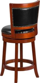 img 2 attached to 🪑 Flash Furniture 26'' High Light Cherry Wood Counter Height Stool: Open Panel Back, Swivel Seat in Black LeatherSoft