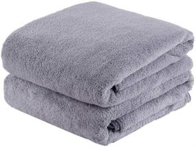 img 3 attached to 🏊 2-Pack Microfiber Towel Set - 30"x60", Fast Drying & Absorbent, Oversized Bath Towels for Hair Swimming, Fitness, SPA, Yoga, Pool - Grey