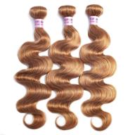 🍯 honey blonde peruvian virgin human hair body wave weave bundles - double wefts remy hair extensions (16 18 20 inch, color 27) logo