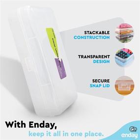 img 1 attached to 📚 Enday Plastic Pencil Box - Clear Snap Closure Lids, Small Utility Crayon and Marker Case for School and Office Supplies, Durable Translucent Storage Organizer for Kids