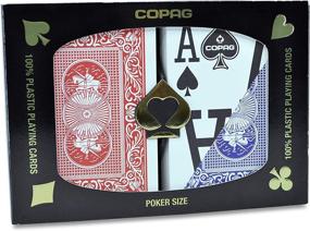 img 2 attached to 🃏 Copag Magnum Design 100% Plastic Playing Cards: Red/Blue Double Deck Set with Poker Size Magnum Index