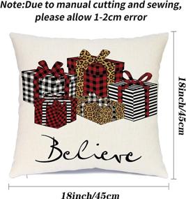img 3 attached to 🎄 Ueerdand Christmas Pillow Covers 18 x 18 Set of 4: Buffalo Plaid Stripe Tree Gnome Rustic Winter Holiday Throw Pillows for Farmhouse Christmas Decor - Xmas Cushion Cases for Couch