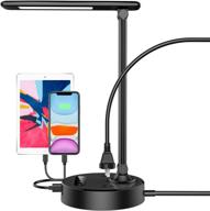 💡 led desk lamp with 4 usb charging ports, 2 ac power outlets, 6ft extension cord, 4 brightness levels, touch dimmer control, eye-caring table lamp for bedside office hotel логотип