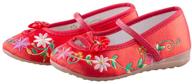 🌸 gorgeous floral embroidery mary-jane ballet pumps for shero girls - comfortable low heel, round toe flats logo
