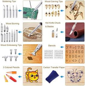 img 1 attached to 🔥 UNIROI Wood Burning Kit - 63 PCS Professional Wood Burning Tool with Soldering Iron, Adjustable Temperature Pyrography Pen for DIY Creative Embossing, Carving, and Soldering