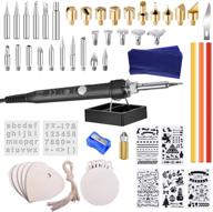 🔥 uniroi wood burning kit - 63 pcs professional wood burning tool with soldering iron, adjustable temperature pyrography pen for diy creative embossing, carving, and soldering logo