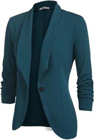 img 3 attached to 👩 Beyove Plus Size Women's Lightweight Work Office Blazer Jacket with 3/4 Stretchy Ruched Sleeves and Open Front (Size S~3XL)