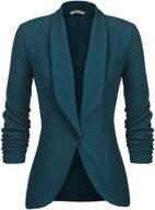 👩 beyove plus size women's lightweight work office blazer jacket with 3/4 stretchy ruched sleeves and open front (size s~3xl) logo