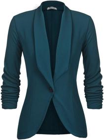 img 4 attached to 👩 Beyove Plus Size Women's Lightweight Work Office Blazer Jacket with 3/4 Stretchy Ruched Sleeves and Open Front (Size S~3XL)