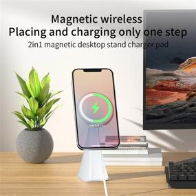 img 2 attached to Laxcido Magnetic Wireless Charger Stand Holder Mount for Magsafe Apple iPhone 13/13 Pro/13 mini/13 Pro Max/12/12 Pro/12 Pro Max/12 Mini with 18W PD Plug Qi Charger (Black)