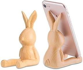 img 3 attached to AhfuLife Wooden Rabbit Bunny Phone Stand: Ideal Desk Decoration and Organizer for iPhone, Samsung, Huawei - Perfect Gift for Valentine's Day, Easter, and Mother's Day