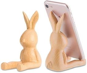 img 4 attached to AhfuLife Wooden Rabbit Bunny Phone Stand: Ideal Desk Decoration and Organizer for iPhone, Samsung, Huawei - Perfect Gift for Valentine's Day, Easter, and Mother's Day