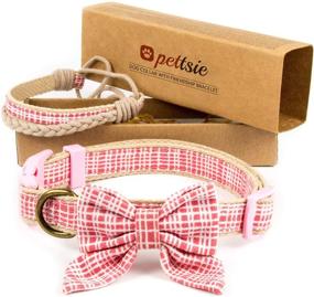 img 4 attached to PETTSIE Friendship Bracelet & Dog Collar Set: Stylish Bow Tie 🐶 Collar for Dogs, Adjustable Size, Strong D-Ring, Pet-Friendly Hemp, Soft & Durable Design