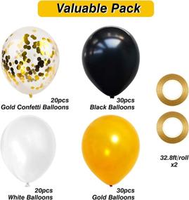 img 3 attached to 🎈 100pcs Black Gold White Balloons Set - Latex 12 Inches Balloons with Ribbons for Graduation, Wedding, Birthday, Baby Shower, Halloween Decorations - Includes Confetti Balloons