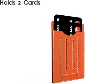 img 1 attached to 🧡 U-echo Stick-on Credit Card Holder with Phone Stand | Leather Adhesive Wallet for Most Cell Phones [Orange]