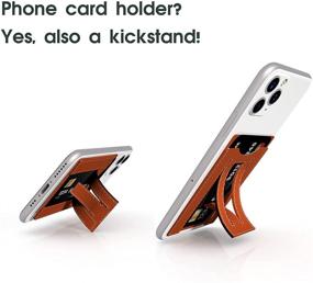 img 2 attached to 🧡 U-echo Stick-on Credit Card Holder with Phone Stand | Leather Adhesive Wallet for Most Cell Phones [Orange]