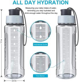 img 1 attached to AIRON 34oz Sports Water Bottle - Leakproof & BPA Free Tritan with Time Marker & Removable Straw for Optimal Hydration During Fitness and Outdoor Activities