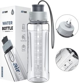 img 4 attached to AIRON 34oz Sports Water Bottle - Leakproof & BPA Free Tritan with Time Marker & Removable Straw for Optimal Hydration During Fitness and Outdoor Activities