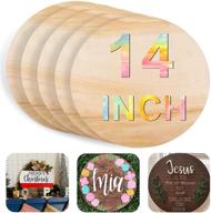 🎨 versatile 5-piece set of 14-inch unfinished wood circles for crafts: ideal for painting, wood burning, home décor, parties, and holiday decorating logo