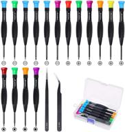 🔧 fixitok 18pcs magnetic screwdriver set with flathead, phillips, pentalobe, torx star screwdrivers, tweezers - ideal for repairing eyeglass, phone, watch [different sizes & vibrant colors] logo