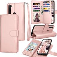 moto g stylus case - stylish wallet case with card slots | tekcoo luxury pu leather cover - rose gold logo