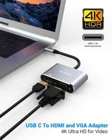 img 3 attached to Адаптер Type C к HDMI и VGA - LC-dolida Видео конвертер адаптер для 2019 iPad Pro/MacBook Pro/Chromebook/Lenovo 900/Dell XPS/Samsung Galaxy S8 S9 - USB C к VGA HDMI разъемник