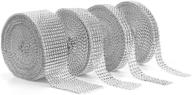 💎 foraineam rhinestone ribbon silver diamond bling sparkle wrap - 4 rolls x 10 yards, ideal for event decorations, arts and crafts projects logo