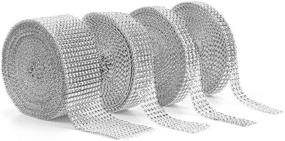 img 4 attached to 💎 Foraineam Rhinestone Ribbon Silver Diamond Bling Sparkle Wrap - 4 Rolls x 10 Yards, Ideal for Event Decorations, Arts and Crafts Projects
