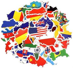 img 4 attached to Хонч виниловые стикеры с национальными флагами и картами стран: 50 штук налепок флагов мира для ноутбука, автомобиля, чемодана и многое другое!