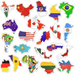 img 2 attached to Хонч виниловые стикеры с национальными флагами и картами стран: 50 штук налепок флагов мира для ноутбука, автомобиля, чемодана и многое другое!