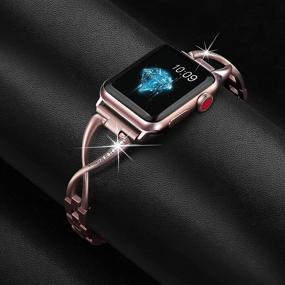 img 3 attached to 💎 Стильные браслеты из нержавеющей стали Secbolt - совместимые с Apple Watch SE Series 6/5/4/3/2/1 - Подчеркните свой образ с женскими наручными украшениями в стиле платья