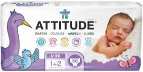 img 2 attached to 👶 Hypoallergenic Disposable Baby Diapers - ATTITUDE, Size 1 + 2, 36 Count