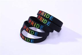 img 2 attached to 5-Pack LGBT Pride Silicone Rubber Wristbands - Gay & Lesbian Rainbow Bracelets with Pride Text for Pride Parade Celebration