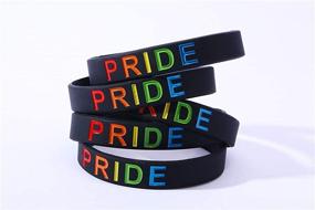 img 1 attached to 5-Pack LGBT Pride Silicone Rubber Wristbands - Gay & Lesbian Rainbow Bracelets with Pride Text for Pride Parade Celebration