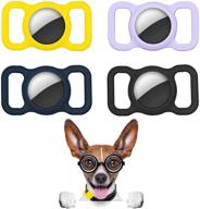 air tag dog collar holder 4 pack - silicone protective case for apple airtag in multiple colors logo